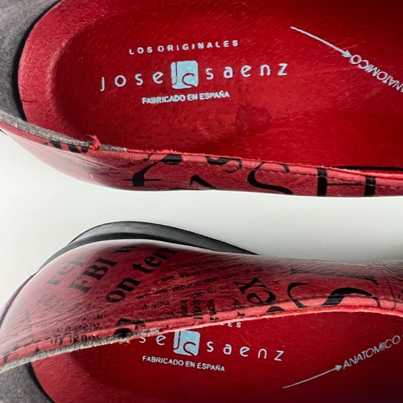 Jose Saenz Vintage Red Print Genuine Leather Women's Flats EUR 41/US 8 - Picture 5 of 12